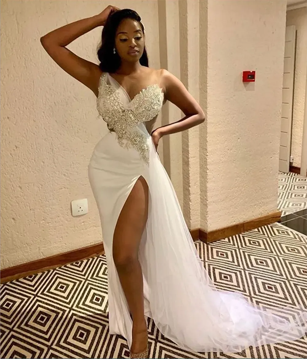 one shoulder backless prom dress Underground White Backless Dress - US 6