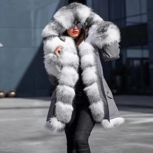 Kvinnors jackor stil stor ull krage vinter kappa kvinnor mode varma kvinna rockar casual huva kamouflage tryck jacka kvinnlig 230729