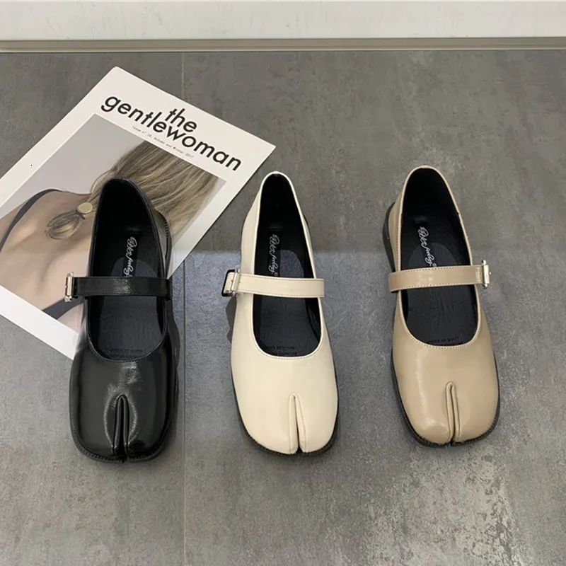 Scarpe eleganti Novità Scarpe piatte Split Toe donna pelle di qualità mary janes zamponi stile giapponese piatte caviglia bele mocassini Tabi ninja donna 230729