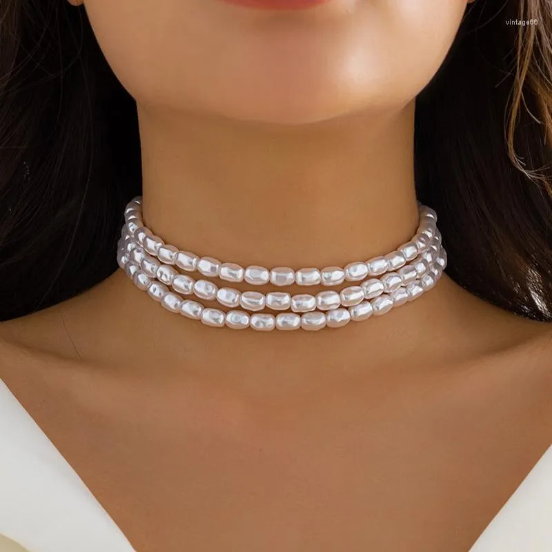 Choker Ourfuno Multilayer Imitation Barock Pearl Necklace For Women Elegant Party Wedding Statement Fashion Jewelry