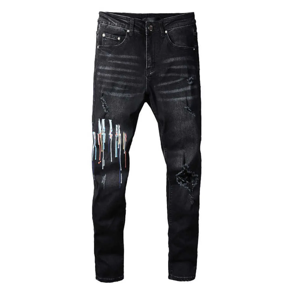 Jeans da uomo di alta qualità lettera ricamo designer pantaloni denim fori moda pantaloni hip hop street taglia 28-40fcj1