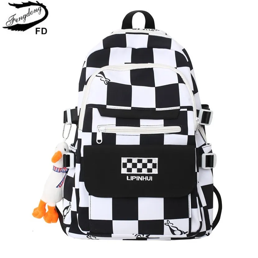 School Bags school bags for teenage girls fashion black and white plaid school backpack large capacity bookbag student lightweight schoolbag 230728