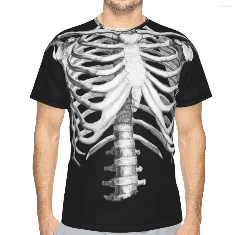 Mannen T-shirts Polyester T-shirt Voor Mannen Anatomie Ribbenkast Ribbenkast Skelet Zachte Zomer Tee Dunne Shirt Hoge Kwaliteit losse
