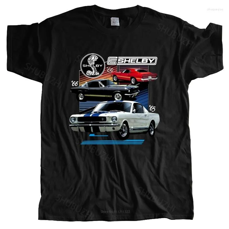 メンズTシャツサマーメンズブラックTシャツライセンスシェルビーカーマッスルGT350 ShubuzhiブランドTシャツコットンティーシャツ男性ティー