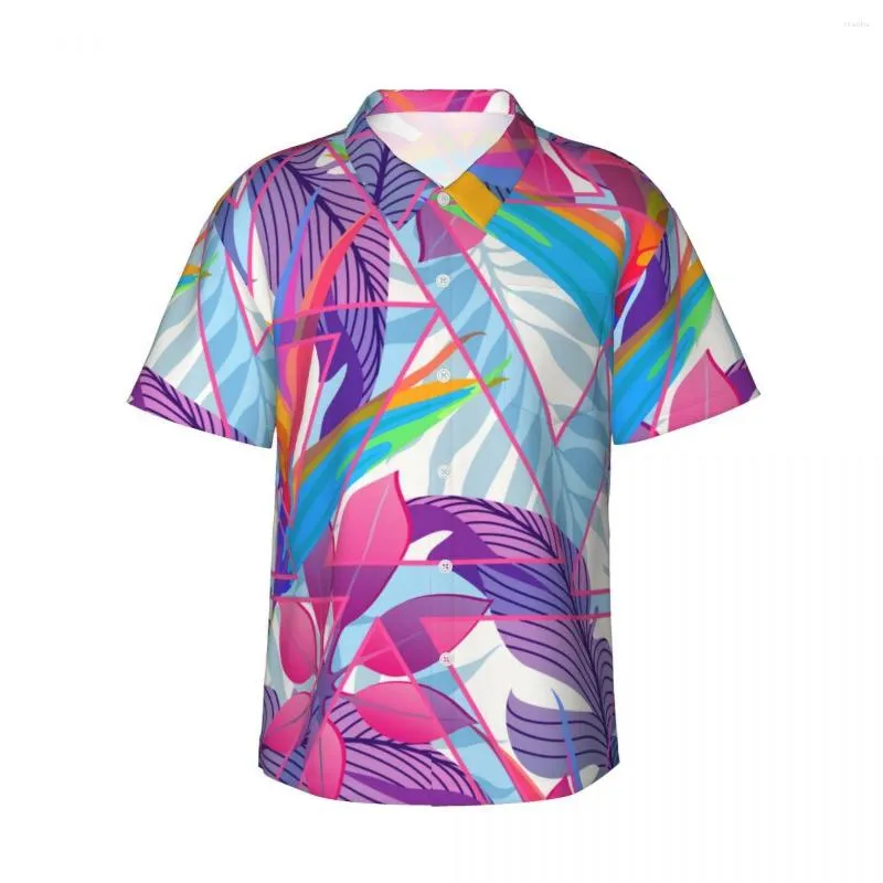 Chemises décontractées pour hommes Chemise à manches courtes Été Floral Feuilles de palmier tropicales T-shirts colorés Polos