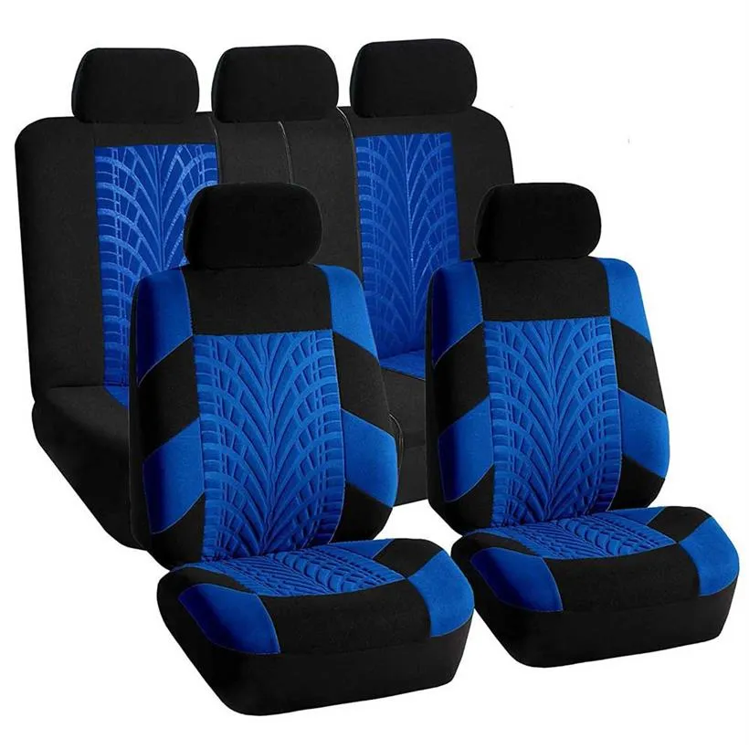 2 4 9PCS Car Seat Covers Set Universal Fit Most Cars Covers with Tire Track Detail Styling Tire Track Detail Styling3008