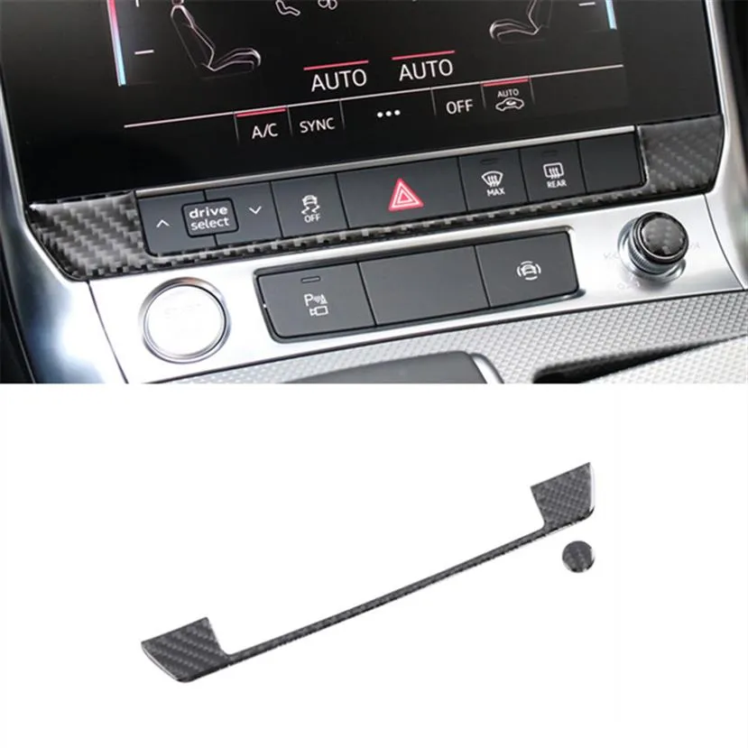 Autocollant de décoration de paillettes de bouton de Console centrale de style de voiture pour Audi A6 C8 A7 2019 accessoires intérieurs en Fiber de carbone246r