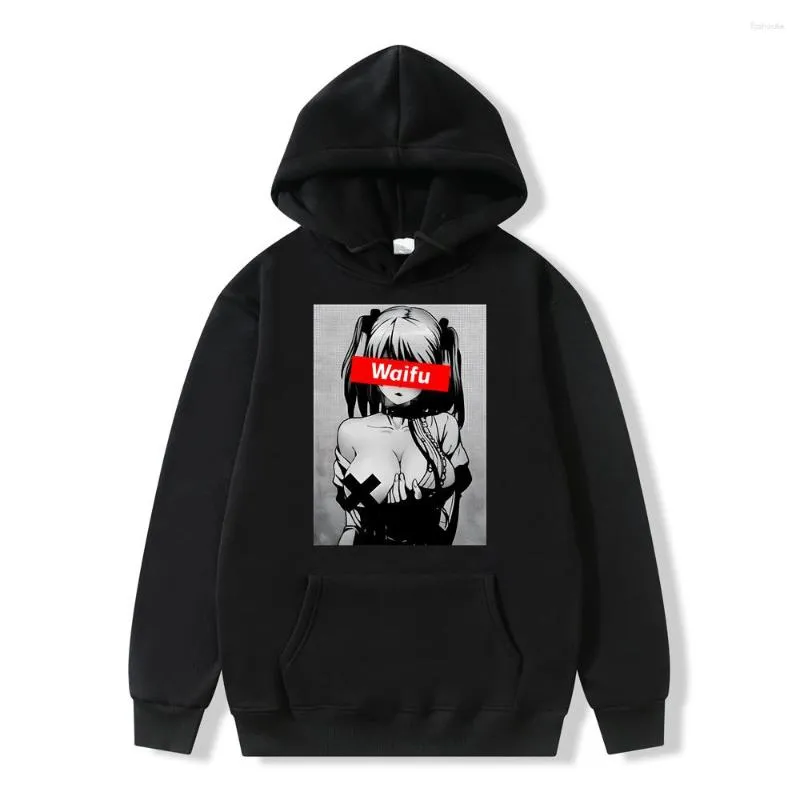 Men's Hoodies Hentai Anime Girl Graphic Hoodie For Adult Waifu Sweatshirt Men Women Fashion Streetwear Casual Fleece Pullover