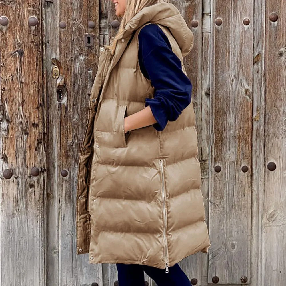 Sleeveless long best sale puffer jacket women's
