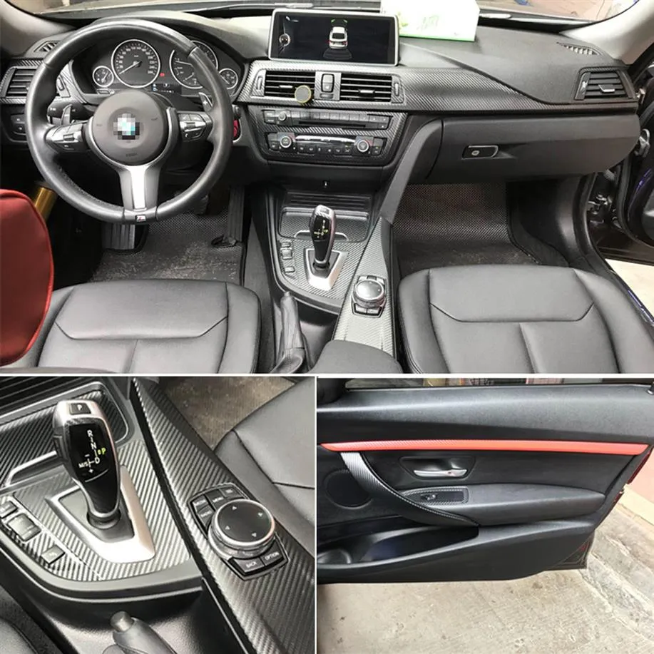 Para bmw série 3 f30 f31 2013-2019 painel de controle central interior maçaneta da porta 5d fibra de carbono adesivos decalques estilo do carro accessor254q