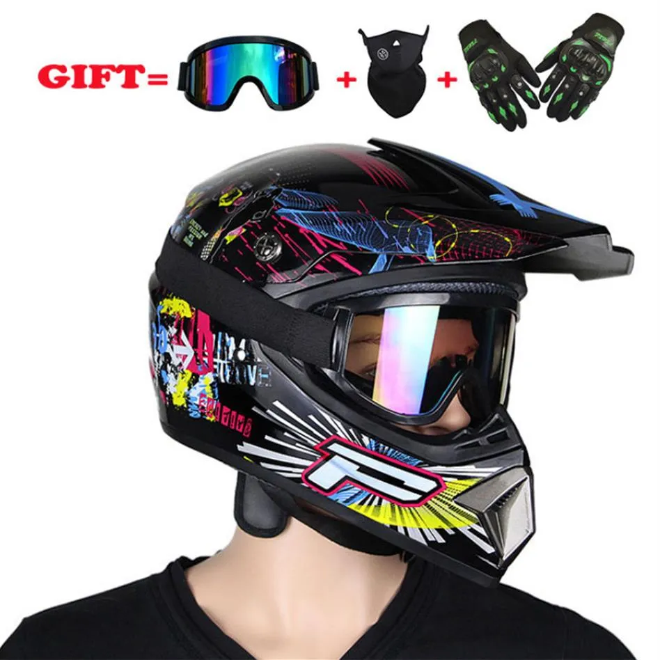 Off-road motorcykel hjälm motor motocross casque öppen ansikte offroad atv cross cykling skyddsglasögon maskhandskar gåvor240k