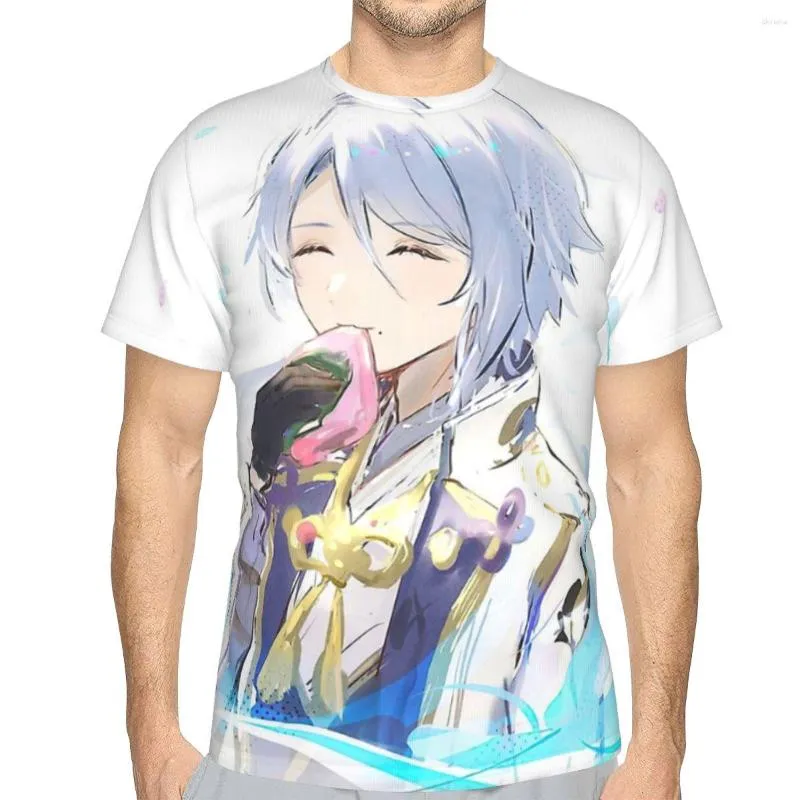 Men's T Shirts Cute Kamisato Ayato Graphic Polyester TShirt Genshin Impact Game Printing Comfortable Thin Shirt Male Unique