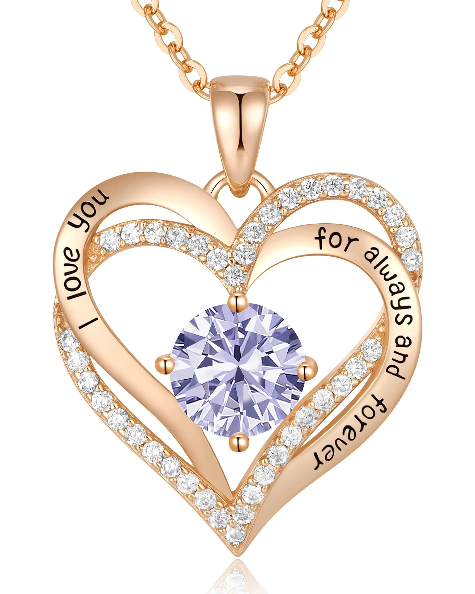 CDE Forever Love Heart Pendant Halsband för kvinnor 925 Sterling Silver med Birthstone Zirconia, smycken gåva för kvinnor mamma flickvän flickor hennes d43254