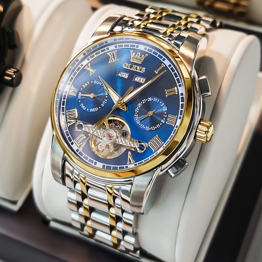 OLEVS Mens Automatic Mechanical Business Silver Wristwatch With Skeleton Calendar And Stainless Steel Strap Waterproof Model 230728 From Tie05 34.89 DHgate.Com