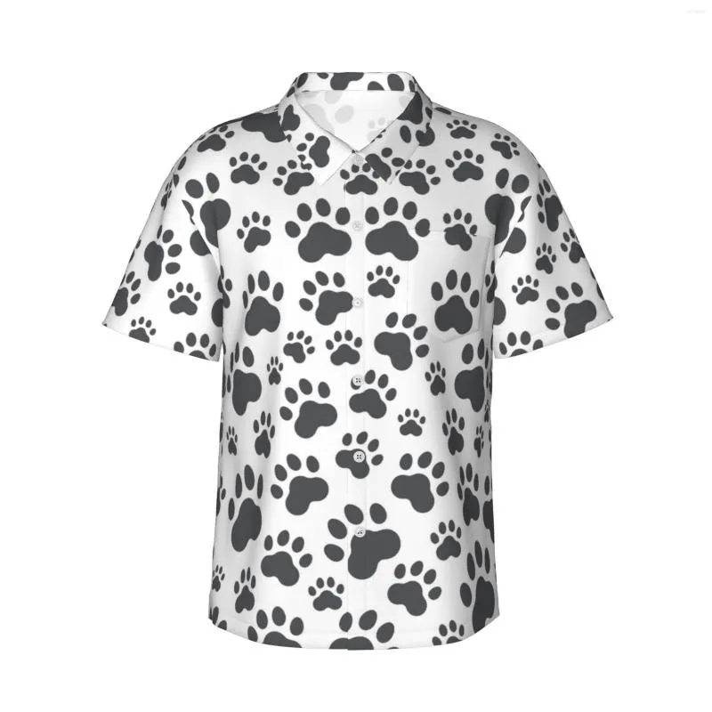 Camisas casuais masculinas com estampa de cachorro manga curta havaiana botão para baixo praia tropical floral