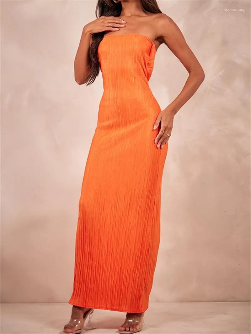 Womens Strapless Pleated Tie Dye Bodycon Maxi Dress with Empire Waist and  Peplum Detail from Dhgate Basic & Casual Dresses - price 28.5