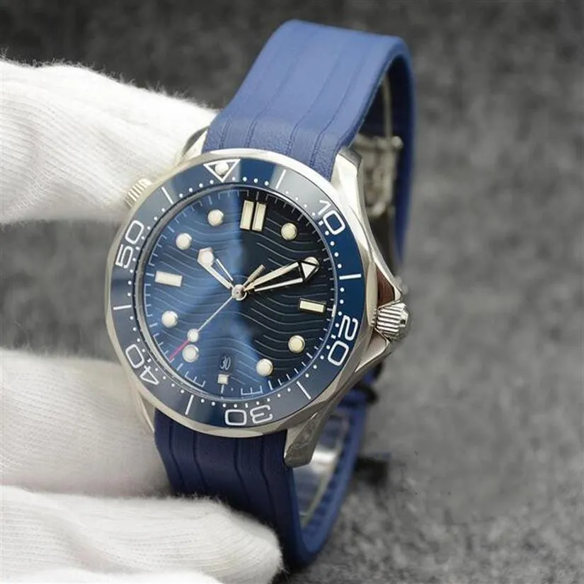 Relógios masculinos mecânicos automáticos para uso externo de 42 mm, mostrador preto com pulseira de aço inoxidável, bisel giratório transparente281O