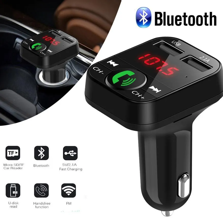 Bluetooth 5 0 FM sändare bil mp3 spelare Dual USB 2 1A snabb laddare bilmusikspelare FM Modulator Audio Frequency Radio258U