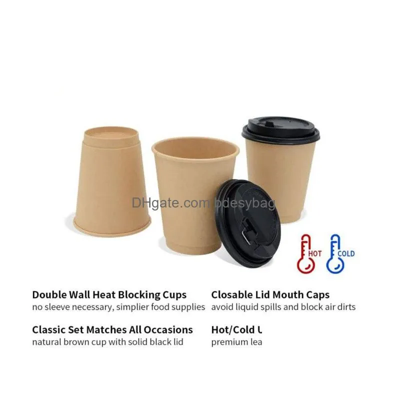 custom printed disposable cups pe coated kraft double wall paper cup for hot drinking party supplies