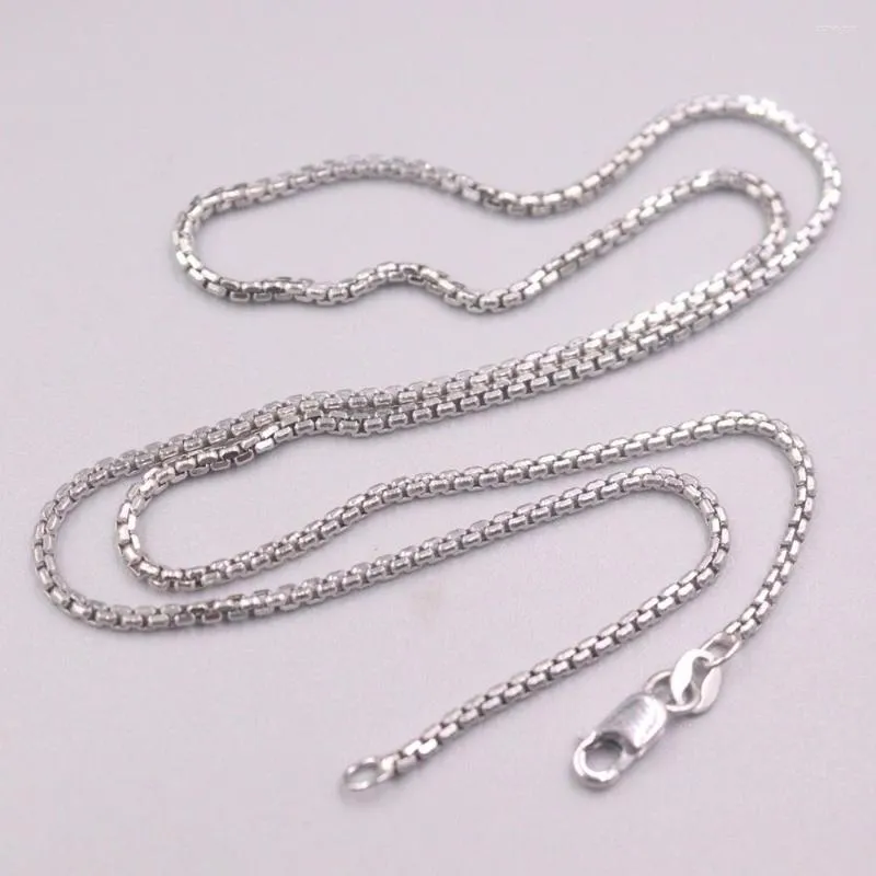 Kedjor Real 18K White Gold Necklace Women's Female Hollow Box Chain 1,8mm Bredd 43cm/16.5 tum Stamp AU750