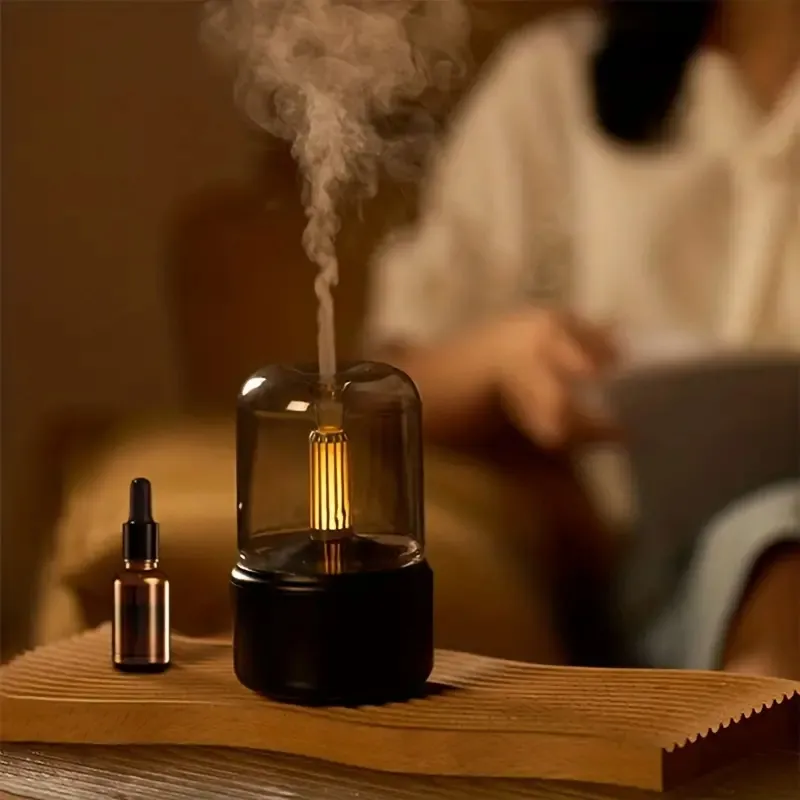 120ml Portable Aromatherapy Diffuser with LED Night Light - Enjoy the Soothing Effects of Candlelight Air Humidifier