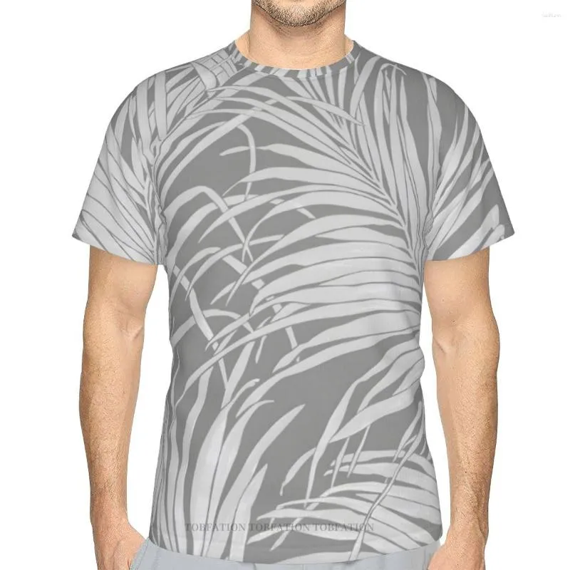 T-shirts pour hommes T-shirts Feuilles Gris Esthétique 3D Imprimé Surdimensionné Rétro À Manches Courtes En Polyester Harajuku O-Neck Tops Streetwear