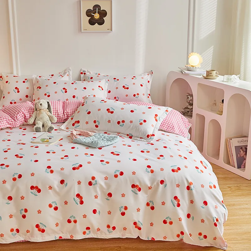 Sängkläder set sängkläder set för tjej pojke sovrum barn modern dämpare täcke täcker platt plantor kudde hem textil mjuk säng linne 230728
