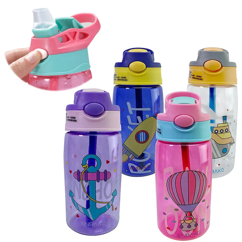 Biberon # 480ML Kids Water Sippy Cup Alimentazione creativa del fumetto con cannucce Bottiglia a tenuta stagna Tazze per bambini portatili all'aperto 230728