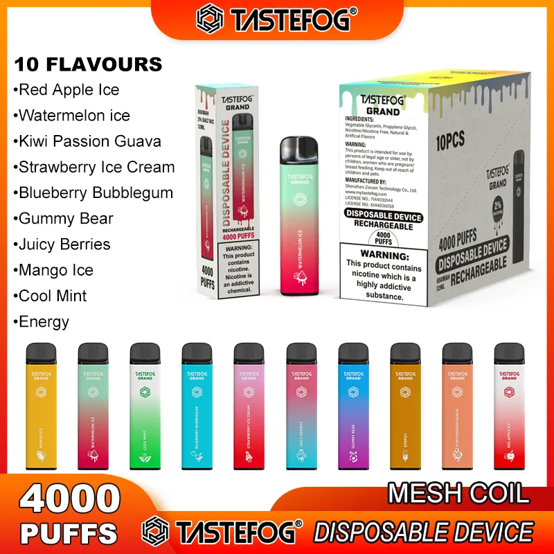 QK Tastefog Newest Arrival Disposable Vape Puffbars 4000 Puffs Plus Rechargeable Battery Factory Wholesale