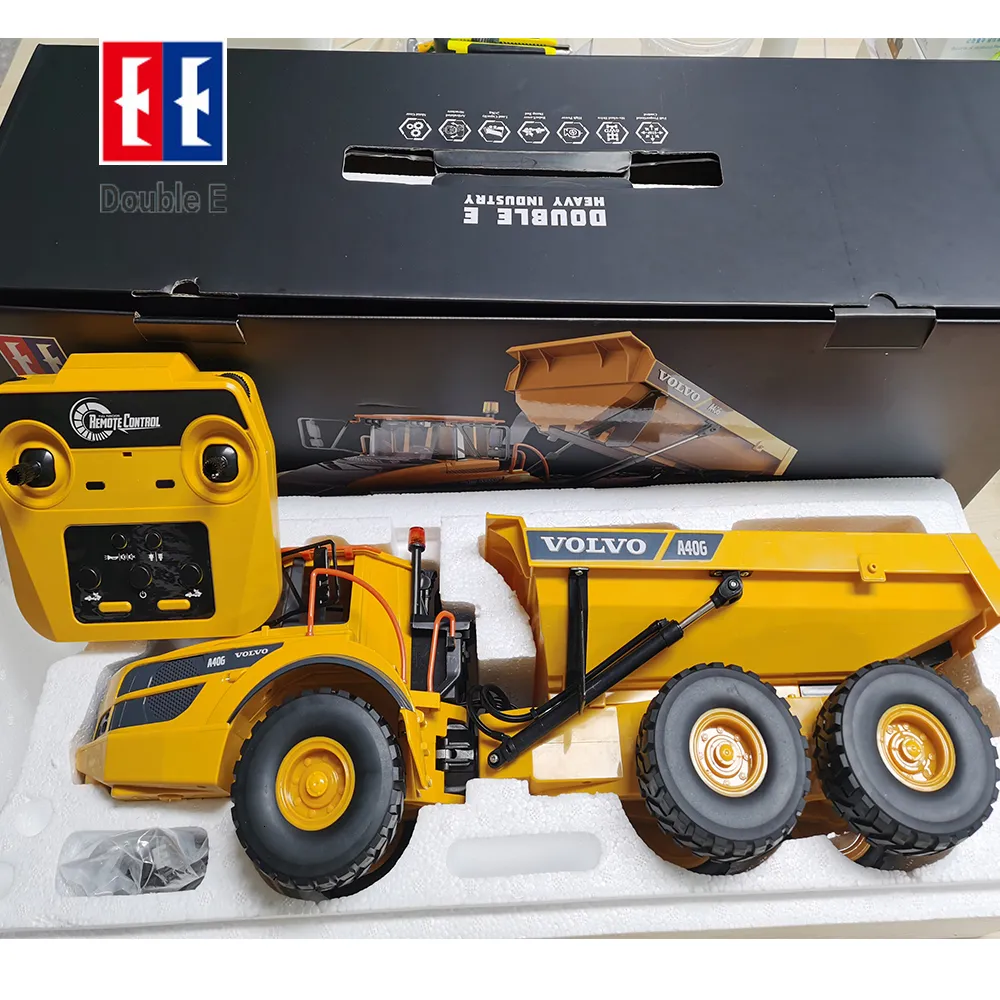 Voiture RC électrique Grand camion RC 1 20 Double E E591 A40G Rc Dumper Trucks Tracteur télécommandé Dump articulé Ingénierie jouets 230728