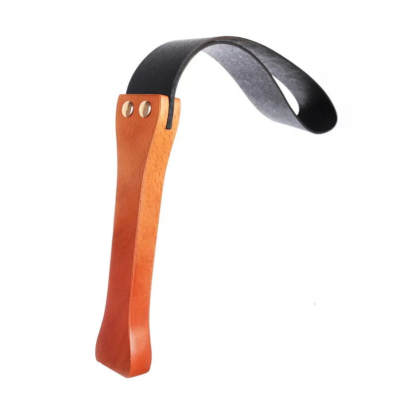 Fouet BDSM en cuir noir avec manche en bois pour fessée, pagaie pour esclave, jouets sexuels pour adultes, pour femme, bondage_voghion.com
