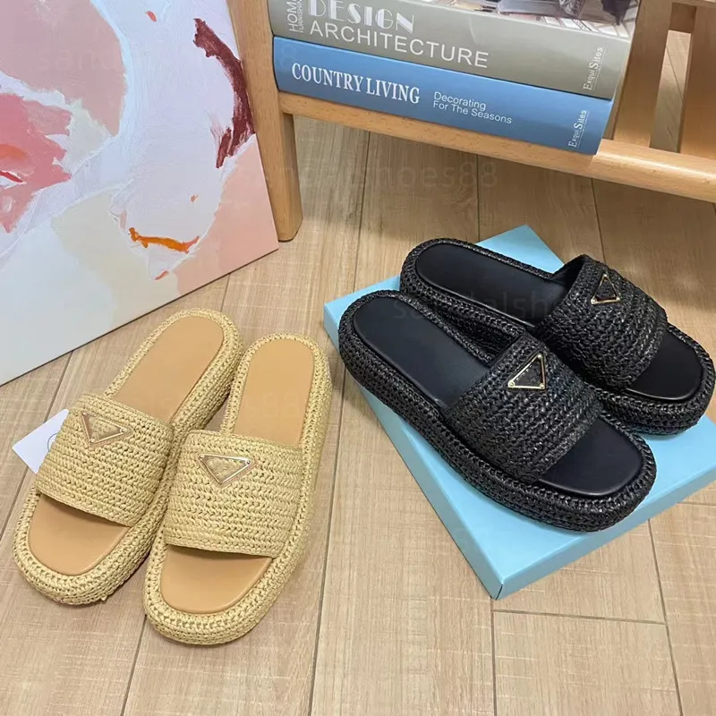 designer sandaler berömda designer kvinnor virkade flatform glider sandal plattform klackar skjutreglage chunky stickade skjutreglage sandles sommar flip flops tofflor skor