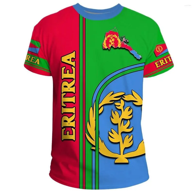 Herren-T-Shirts, Y2K-Männer/Damen-T-Shirt, Afrika, Land, Eritrea, Löwe, bunt, D-Druck, lässig, lustig, kurzärmelig, Streetwear