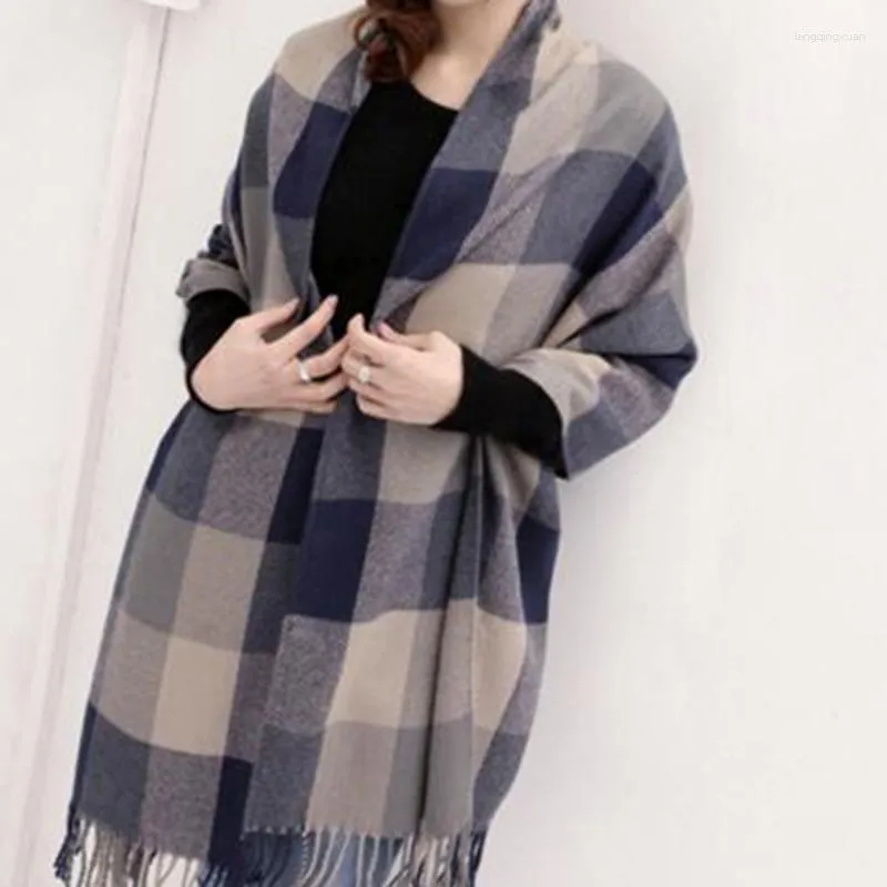 Scarves Soft Wool Plaid Winter Women Scarf Thick Shawls Good Quality Fashion Accessories Lady 200 60 Cm Gifts