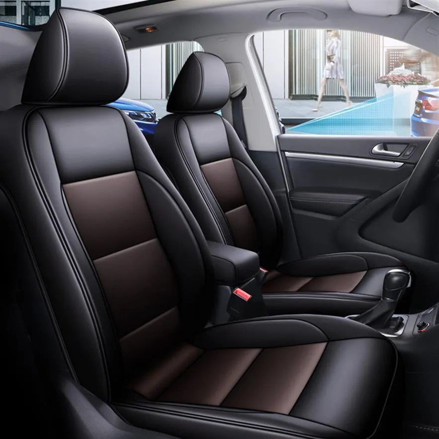 Capa de assento de carro de couro PU personalizada para proteção de assentos de carros Volkswagen vw Tiguan Set Sedan Interior à prova d'água Acessórios Auto 220v