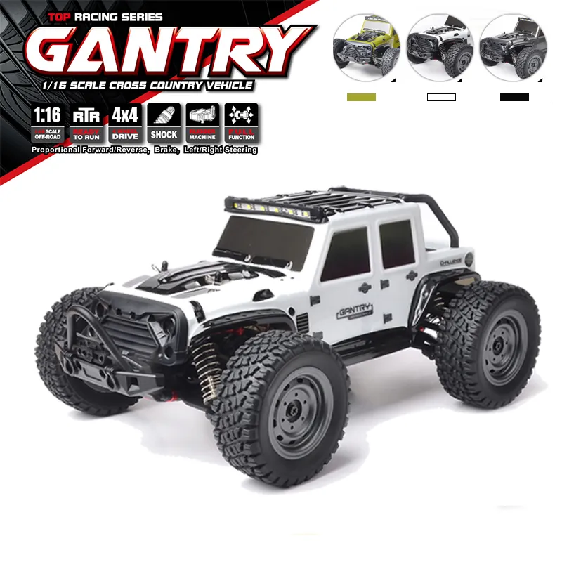 전기 RC 차량 1 16 RC 16103 50km H 4x4 Off Road LED 2 4G 원격 제어 성인 및 어린이를위한 원격 제어 방수 230728