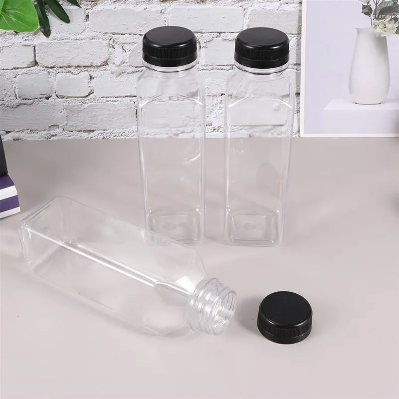 Disposable Cups Straws 10pcs 400ml Transparent Empty Storage Containers PET Bottles With Lids For Beverage Drink Bottle Juice Jar