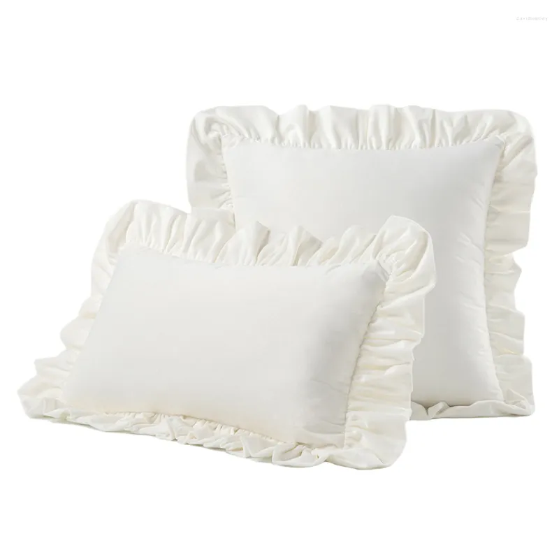 枕イニーホームベルベットホワイトスローカバーラッフルファームハウス素朴なビンテージ装飾四角い枕カバー