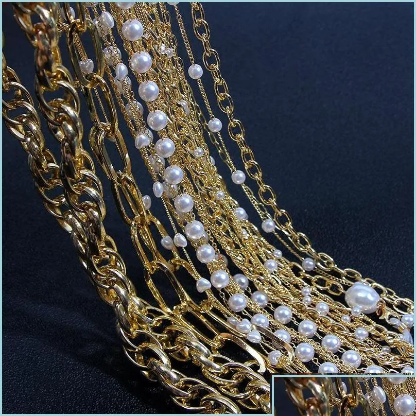 サングラスフレームゴールドカラーメタル模倣真珠ロングチェーングラス女性のためのチェーン