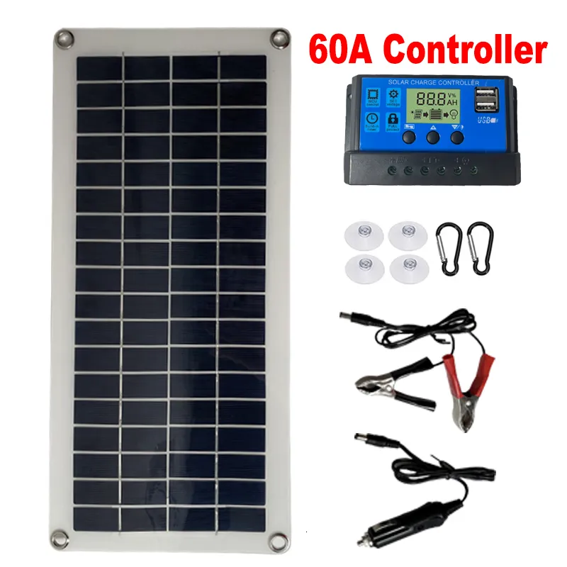 Flexible 300W Solar Panel Charger With Dual USB Ports, 10A/60A Backbone