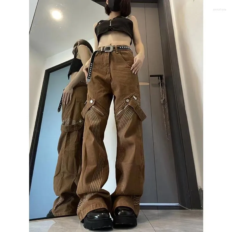 Women's Y2k Brown Vintage Bandage Grunge Hip Hop Fairycore Mom