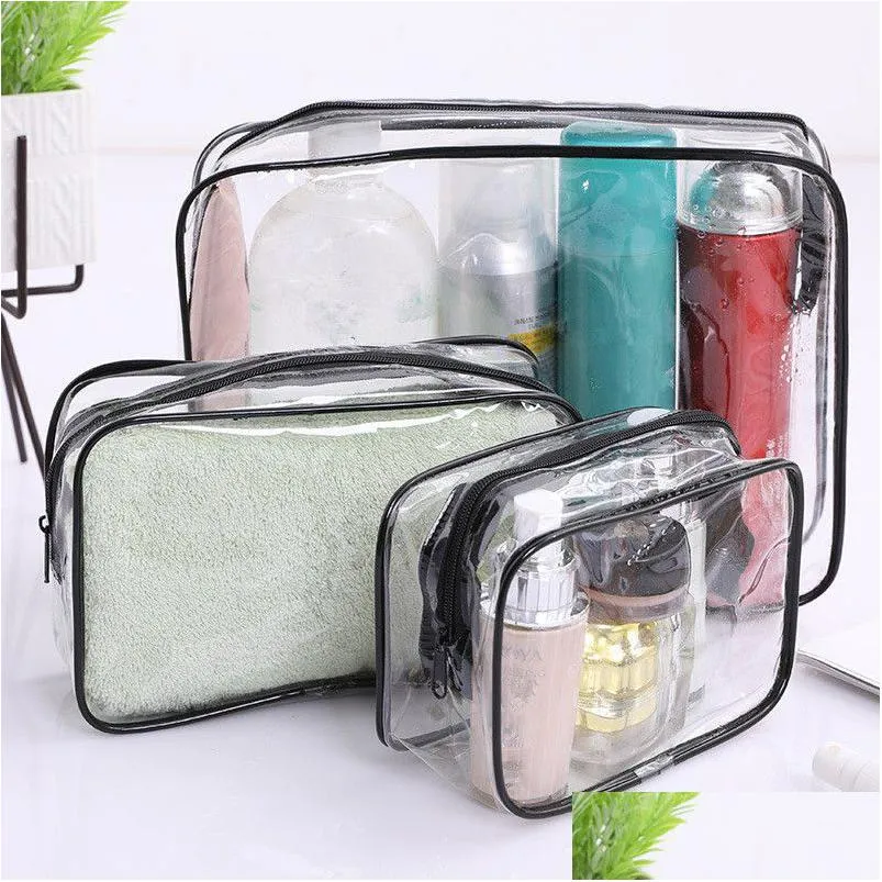 Casmetic Bacs Cases 1pcs Sac transparent Femmes Travel Maquillage PVC Maquillage Bath Bath Toitrage Wash Organisateur de beauté Organisateur de rangement Pouche de rangement Cas Dhiyc