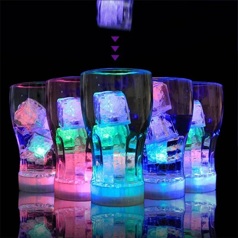 LED Ice Cubes Glowing Night Lights Party Rose Diamant Coeur Flash Light Luminous Neon Wedding Festival Christmas Bar Wine ZZ