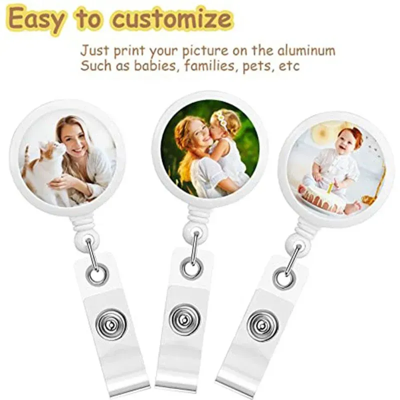 Sublimation Party Badge Reel Infällbar Medical Worker Work Cip Clip Nurse ID Namn Kort Display Tag Staff Badge Holder 0729