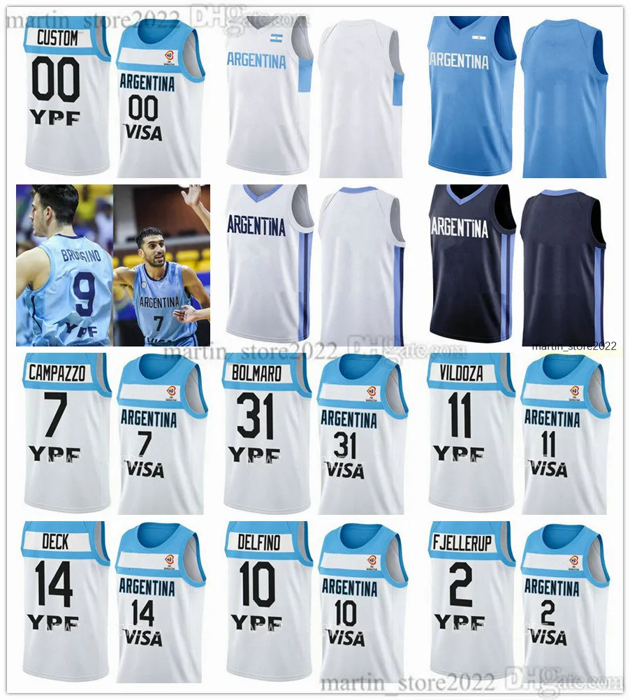 Maillots de basket-ball Argentine 2023 7 Facundo Campazzo Bolmaro Gabriel Deck Vildoza Delfino Fjellerup Laprovittola Brussino Delia Pablo Vaulet Garino Gallizzi