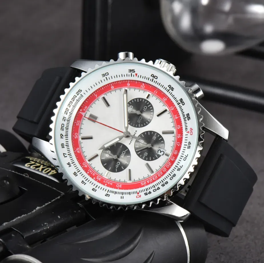 New designer quartz movement watch for men High quality luxury rubber strap watch Multifunctional Chronograph Scratch resistant glass