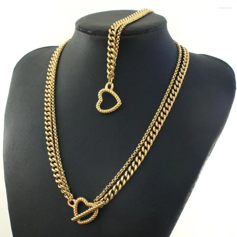 Conjunto de brincos de colar de aço inoxidável moda coração jóias cor de ouro pulseira conjuntos de corrente para mulheres de boa qualidade SBJZHBEG