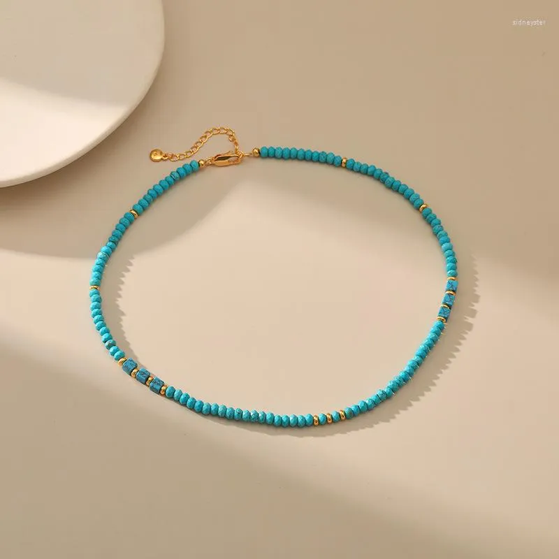 Chaînes Conception À La Main Irrégulière Turquoise Perlé Collier Pour Femmes Chanceux Or Épis De Blé Chaîne Rétro Bijoux Creative Cadeaux