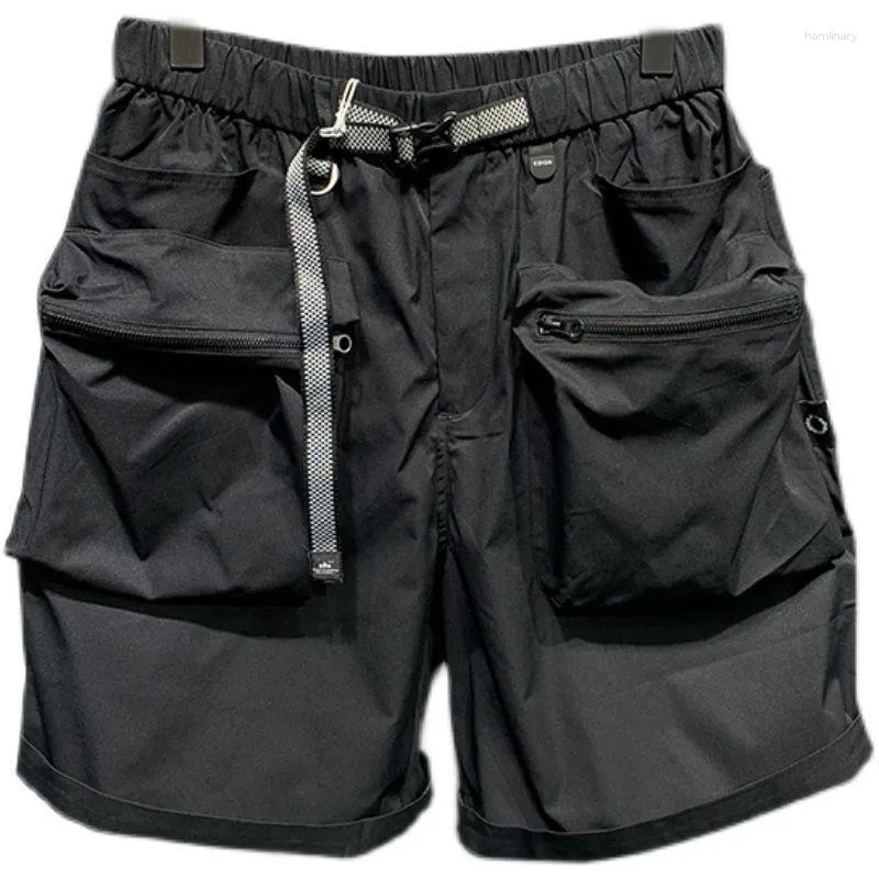 Herr shorts y2k sommar män koreanska svart streetwear hög midja överdimensionerad last multi ficka korta byxor fitness träning spår kläder