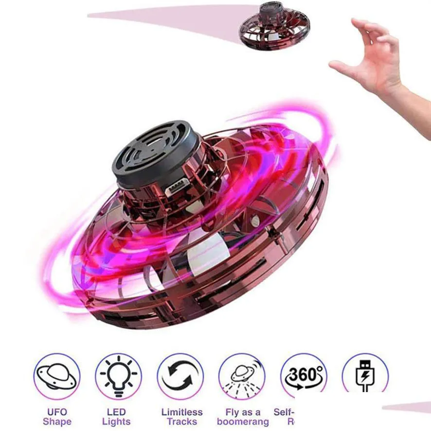 Beyblades Metal Fusion Mini Drone Ufo Flying Spinner Helicóptero Indução Operado à Mão Giroscópio Aeronave Brinquedo Adt Kids Gi Dhfjm